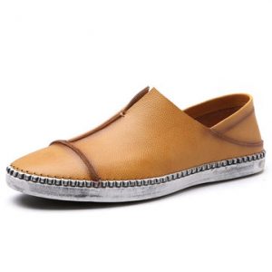 Men Retro Genuine Leather Wearable Slip On Driving Casual Shoes