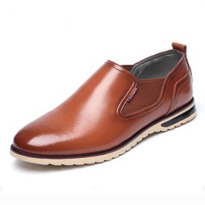 Men Retro Pointed Toe Elastic Panels Casual Slip On Dress Shoes