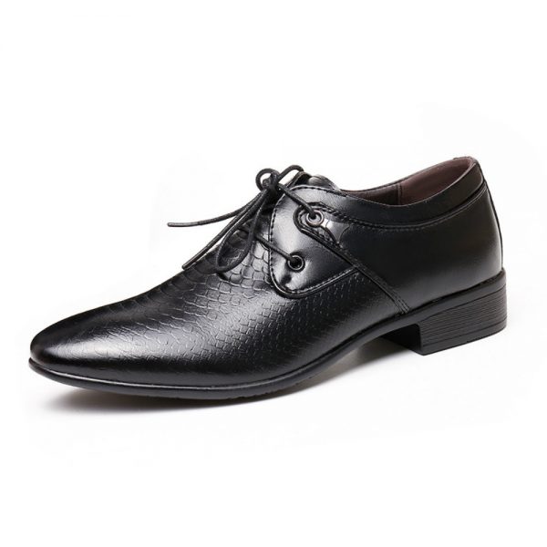 Men Serpentine Pattern Comfy Lace Up Business Formal Casual Shoes