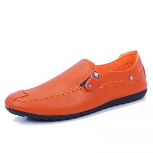 Men Side Zipper Comfy Soft Sole Pure Color Driving Casual Shoes