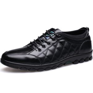 Men Soft Cow Leather Lace Up Casual Shoes