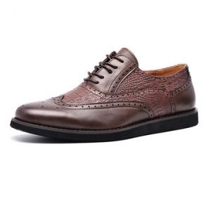 Men Splicing Hollow Brogue Lace Up Pointed Toe Casual Shoes