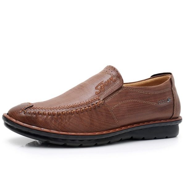 Men Stitching Microfiber Fabric Breathable Soft Slip On Casual Shoes