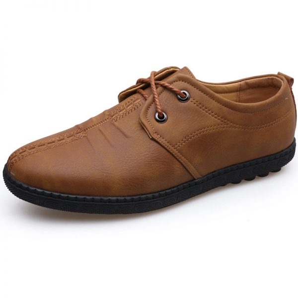 Men Stitching Microfiber Leather Non-slip Soft Sole Casual Shoes