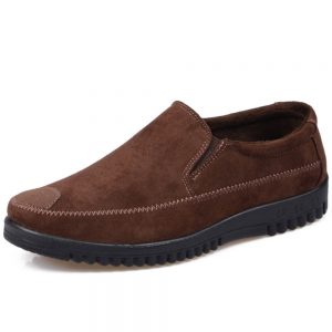 Men Stitching Suede Warm Lining Slip On Casual Shoes