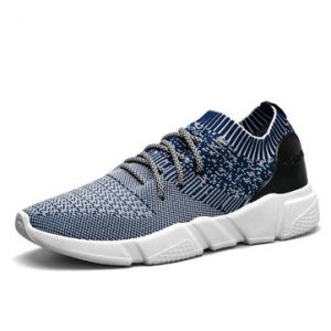 Men Strech Flyknit Fabric Breathable Light Running Shoes Sport Casual Sneakers