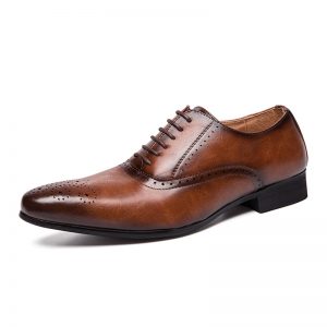 Men Stylish Brogue Carved Lace Up Business Formal Dress Shoes