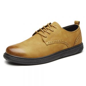 Men Stylish Carved Leather Brogue Lace Up Casual Shoes