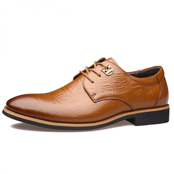 Men Stylish Crocodile Pattern Lace Up Leather Business Formal Shoes