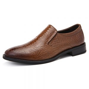 Men Stylish Crocodile Pattern Slip On Formal Dress Shoes