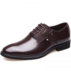 Men Stylish Leather Splicing Lace Up Business Formal Dress Shoes