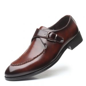 Men Stylish Metal Buckle Slip On Business Dress Wedding Shoes