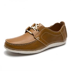 Men Stylish Moc Toe Genuine Leather Lace Up Outdoor Casual Shoes