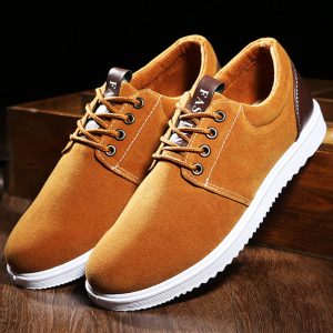 Men Stylish PU Leather Splicing Lace Up Soft Casual Shoes