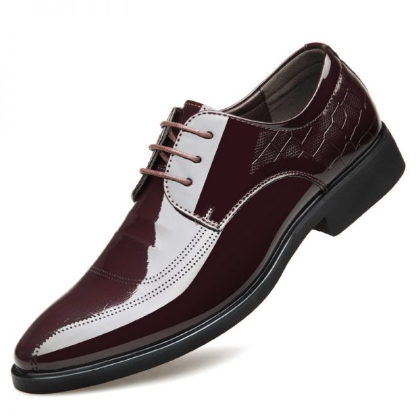 Men Stylish Patent Leather Lace Up Comfy Business Dress Shoes