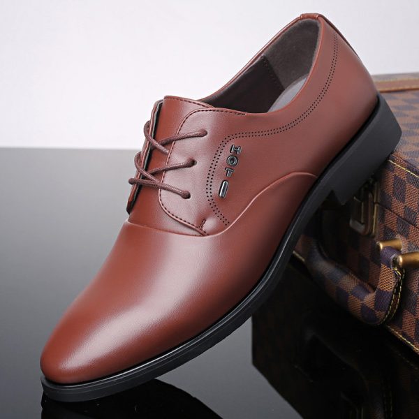 Men Stylish Pointed Toe Lace Up Business Casual Formal Shoes