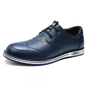 Men Stylish Pure Color Leather Slip Resiitant Soft Casual Shoes