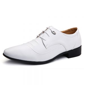 Men Stylish Pure Color Pointed Toe Business Formal Dress Shoes