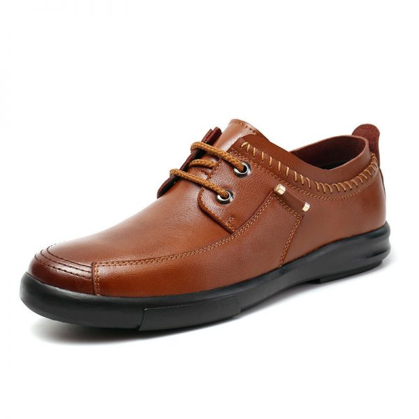 Men Stylish Splicing Comfortable Sole Lace Up Casual Leather Shoes