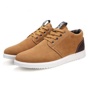 Men Suede Color Match British Style Lace Up Flat Sport Casual Shoes