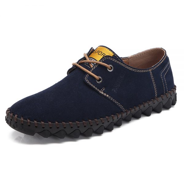 Men Suede Hand Stitching Slip Resistant Soft Casual Shoes