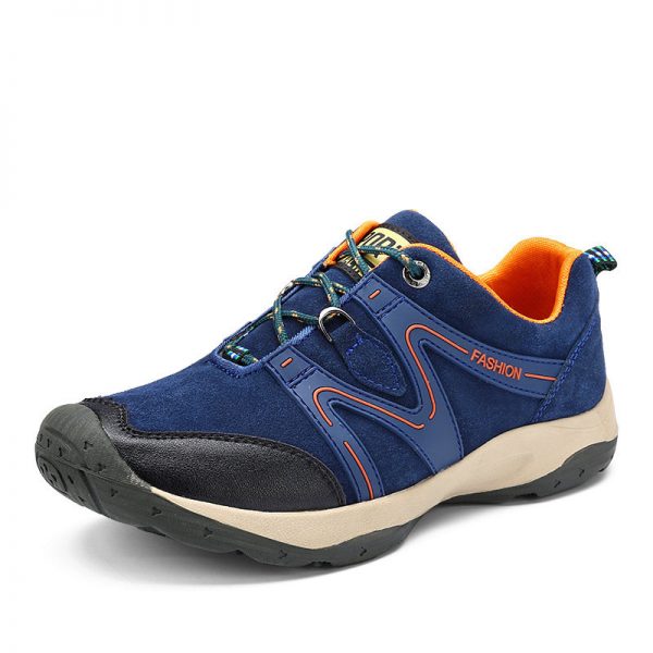 Men Suede Outdoor Toe Protective Lace Up Slip Resistant Hiking Shoes