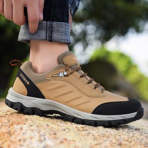 Men Suede Slip Resistant Hiking Shoes Outdoor Lace Up Climbing Shoes