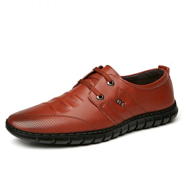 Men Vintage Comfy Soft Sole Lace Up Business Casual Leather Shoes