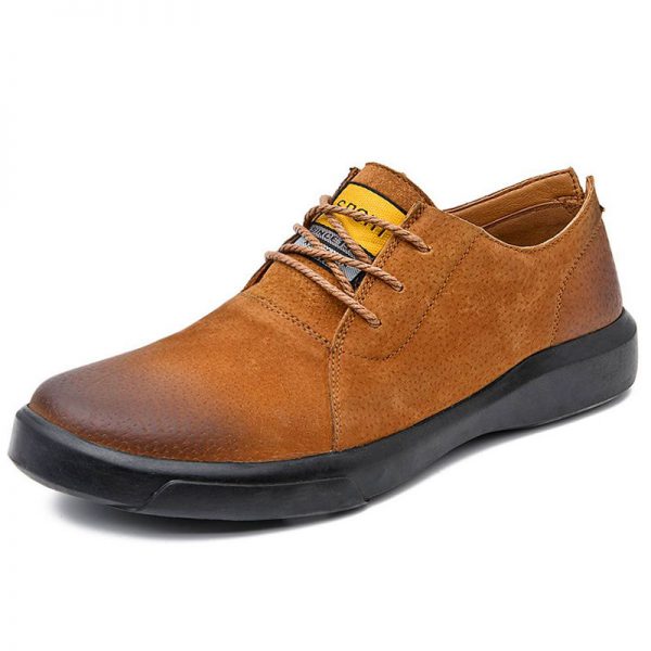 Men Vintage Round Toe Comfy Lace Up Soft Casual Leather Shoes