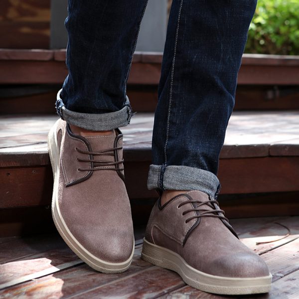 Men Vintage Suede Round Toe Comfy Soft Sole Lace Up Casual Shoes