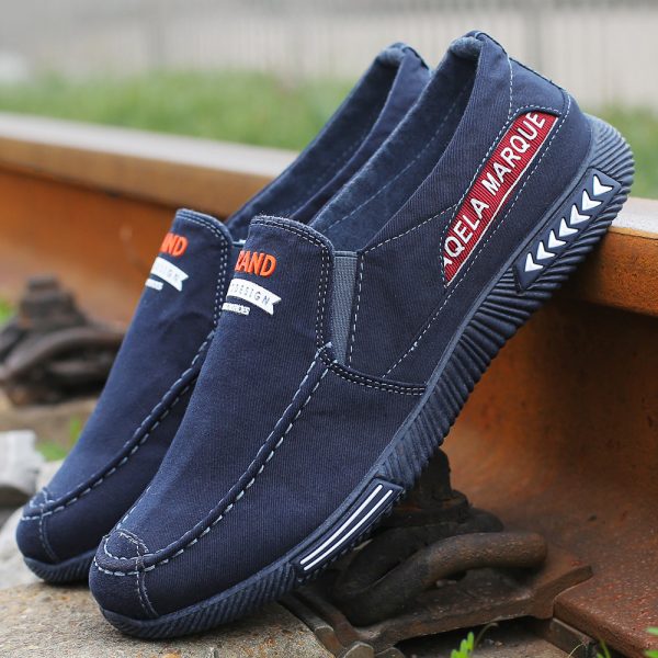 Men Washed Canvas Low Top Comfy Soft Slip On Casual Shoes