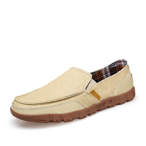 Men Washed Canvas Low Top Slip On Soft Sole Comfy Casaul Shoes