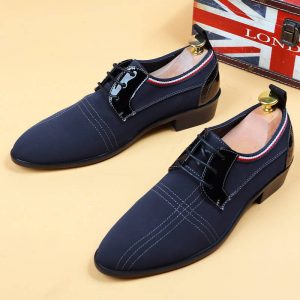 Men Washed Canvas Stylish Lace Up Business Casual Formal Shoes