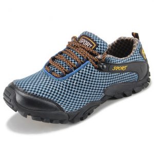 Men Waterproof Lace Up Toe Protecting Anti Skip Mesh Breathable Hiking Outdoor Shoes