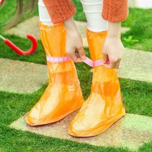 Men Women High Boots Rain Shoes Cover Waterproof Flats Slip-resistant Overshoes Rain Gear