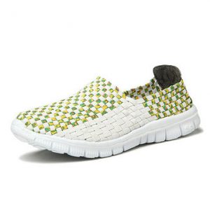 Men Women Lover White Color Match Handmade Knitting Slip On Flat Outdoor Sport Shoes