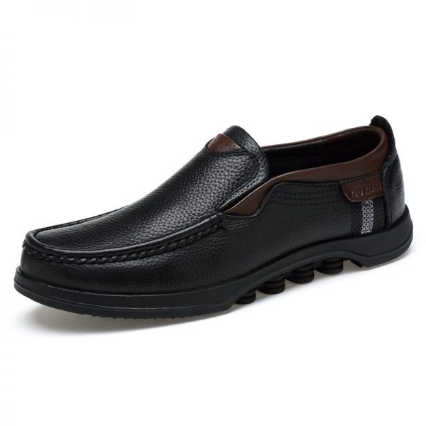 Menico Men Cow Leather Non Slip Large Size Slip On Soft Sole Casual Shoes