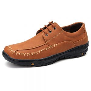 Menico Men Hand Stitching Leather Non Slip Soft Casual Shoes