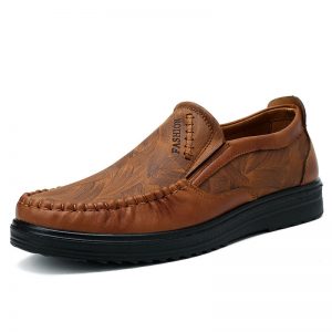 Menico Men Large Size Leather Hand Stitching Soft Sole Casual Shoes