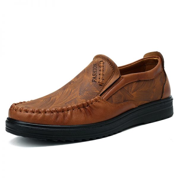 Menico Men Large Size Leather Hand Stitching Soft Sole Casual Shoes