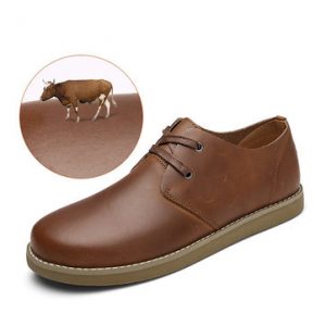 Men's Genuine Leather Flat Slip On Casual Shoes