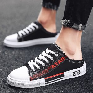 Men's Half Slippers Men's Canvas New Season Boys Casual Shoes Men's Shoes Personality Tide Shoes Breathable