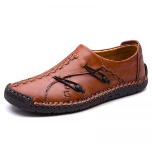 Men's Hand Stitching Stylish Soft Sole Slip On Loafers Casual Leather Shoes