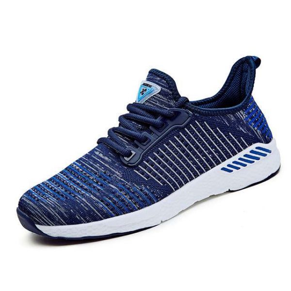 Men's Knitted Fabric Breathable Running Shoes Lace Up Casual Sneakers