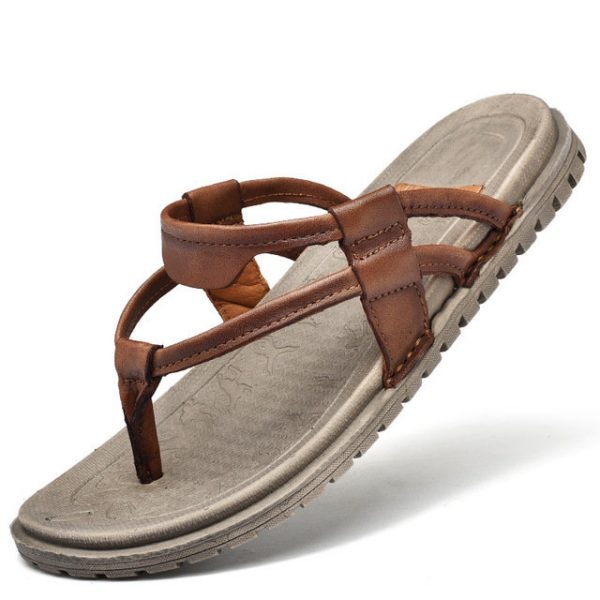 Men's Non-slip SlippersLeather Casual Sandals Beach Shoes