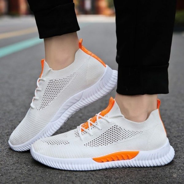 Men's Shoes Hollow Breathable Flying Woven Casual Shoes Sports Solid Color Shoes Tide Shoes Running Shoes