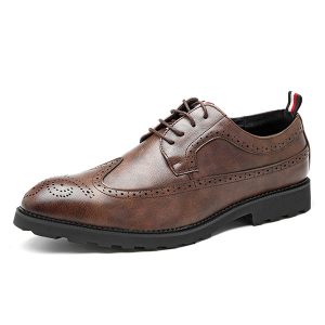 Men's Vintage Carved Brogue Oxfords Lace Up Business Formal Shoes