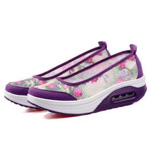 Mesh Breathable Flower Platform Rocker Sole Shoes