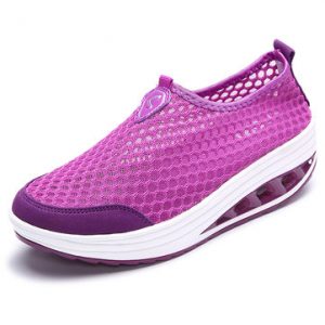 Mesh Breathable Pure Color Slip On Athletic Platform Casual Sport Shake Shoes