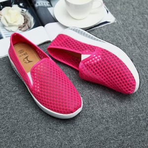 Mesh Pure Color Breathable Platform Slip On Rocker Sole Shoes